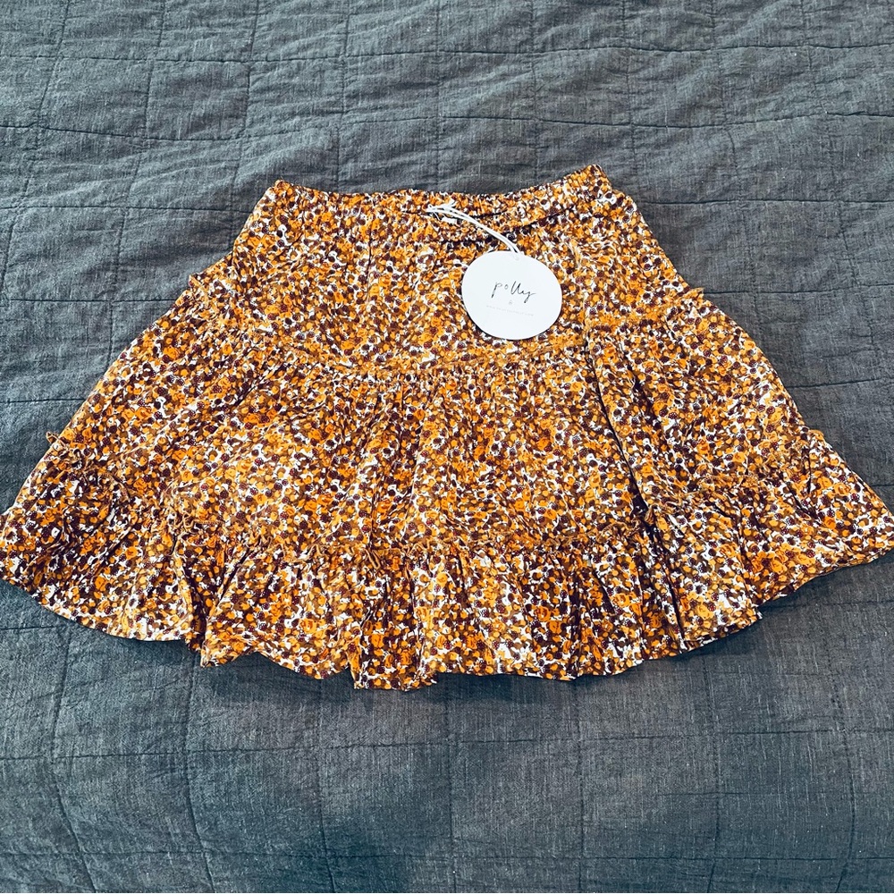 Princess Polly Floral Mini Skirt in Orange and White